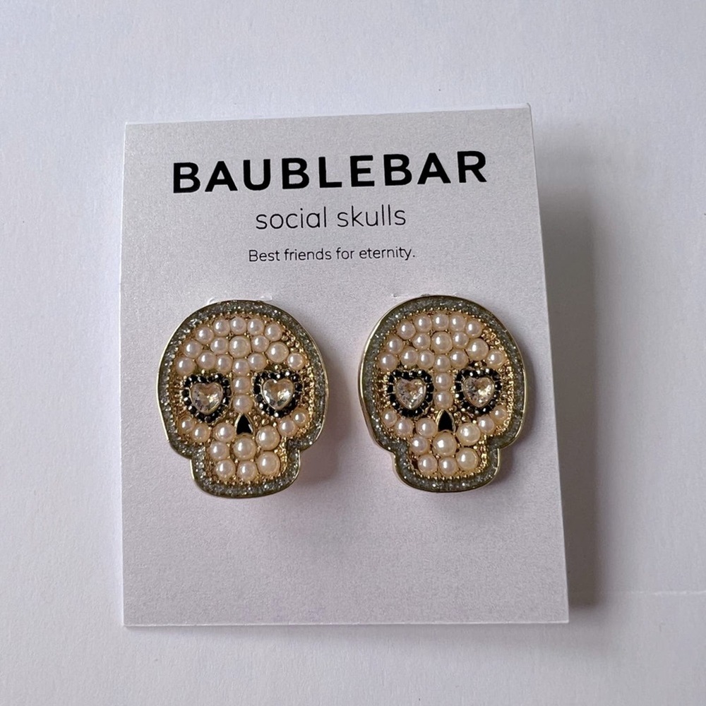 Baublebar Pearl Skull Earrings NWOT